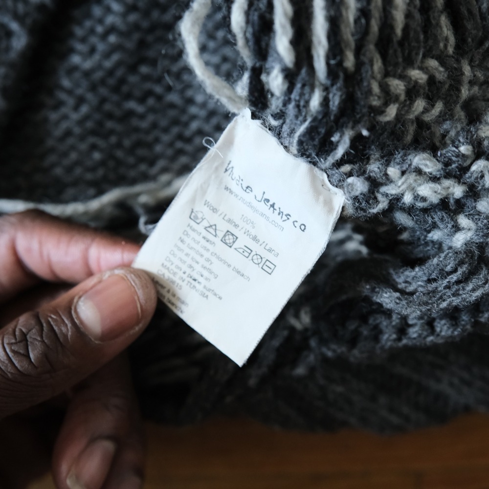 Nudie Jeans Turtleneck Gray Fair Isle Nordic Wool Winter Large Sweater - Picture 5 of 8
